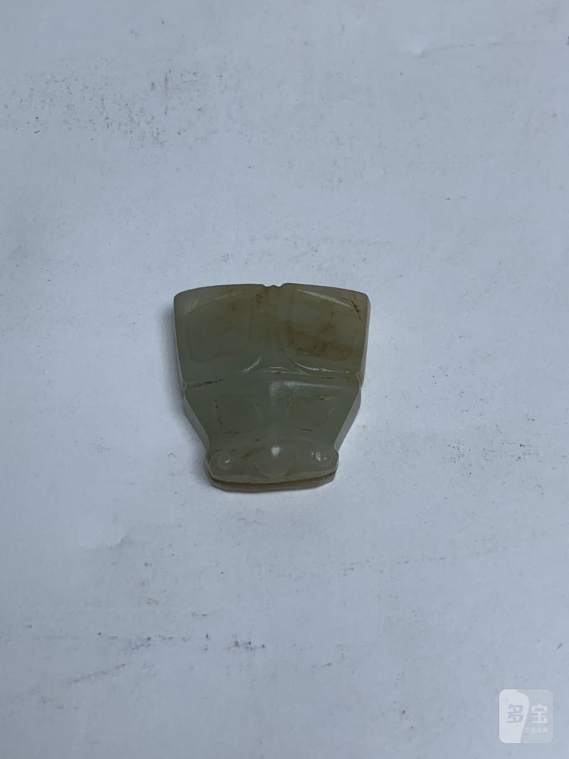 明 白玉兽面形珮 - 图2